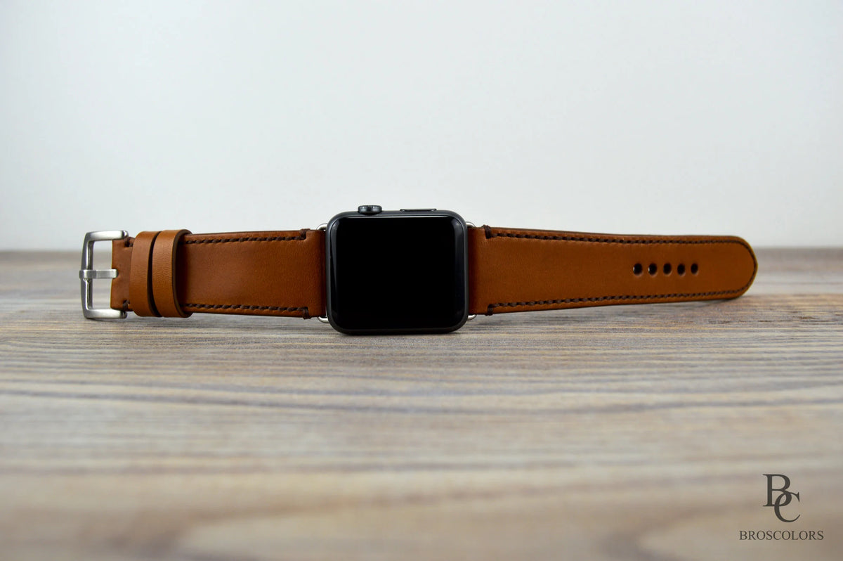 Apple Leather Watch Band - Camel Brown