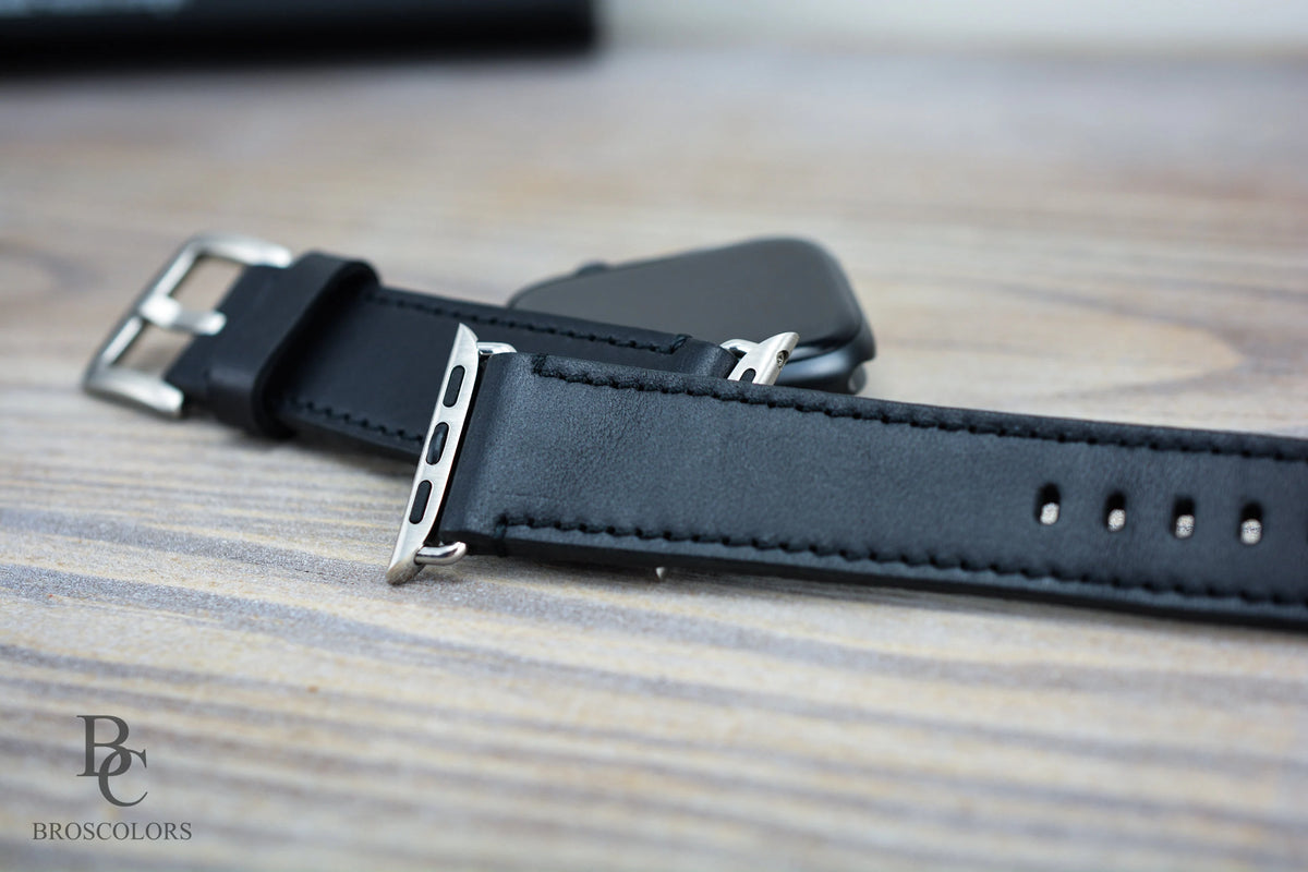 Black Leather Apple Watch Strap