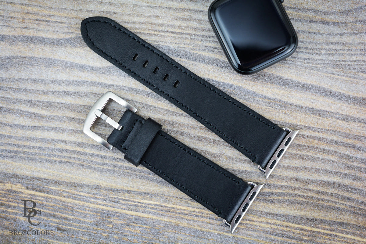 Black Leather Apple Watch Strap