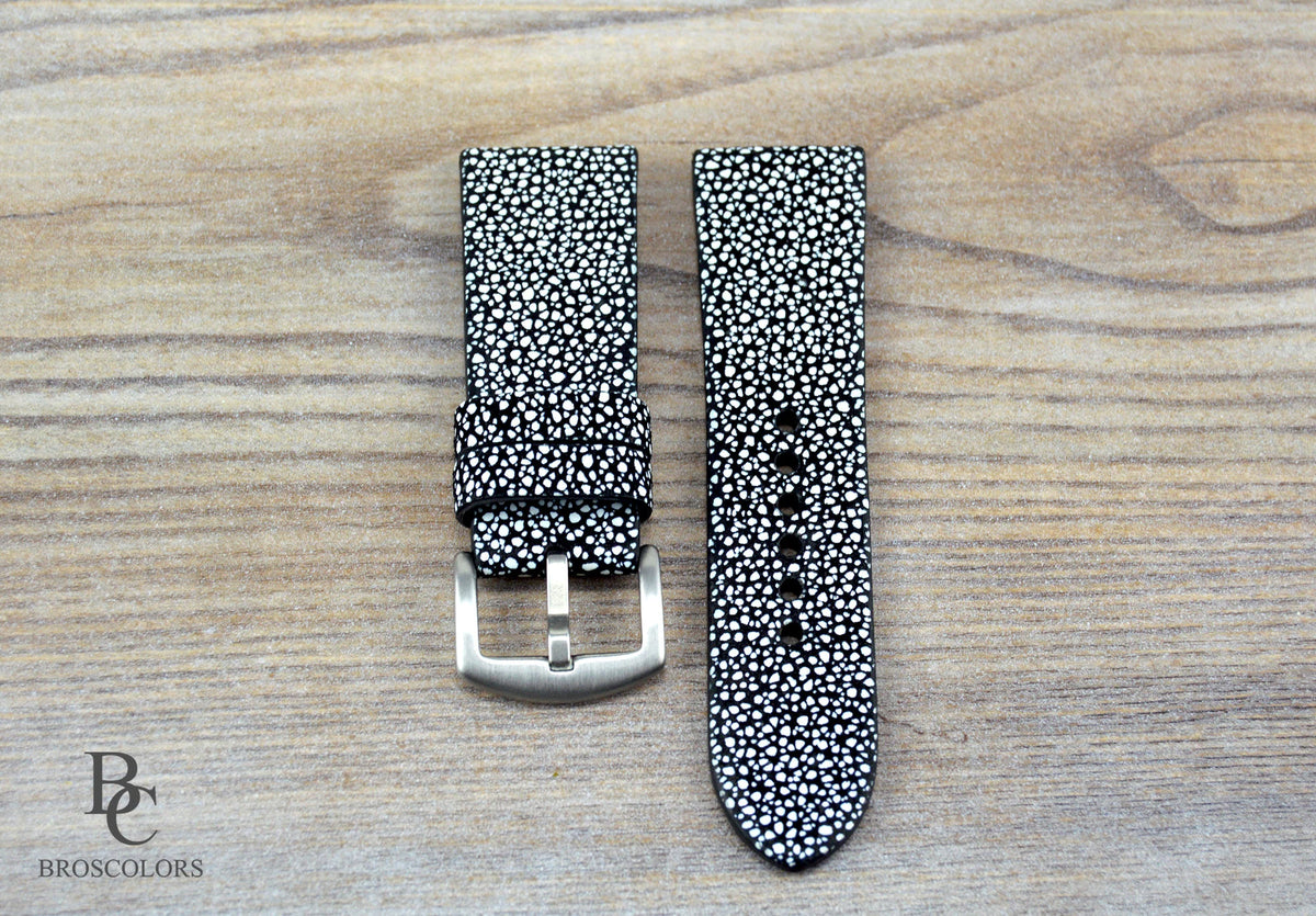 Black and White Leather Watch Strap