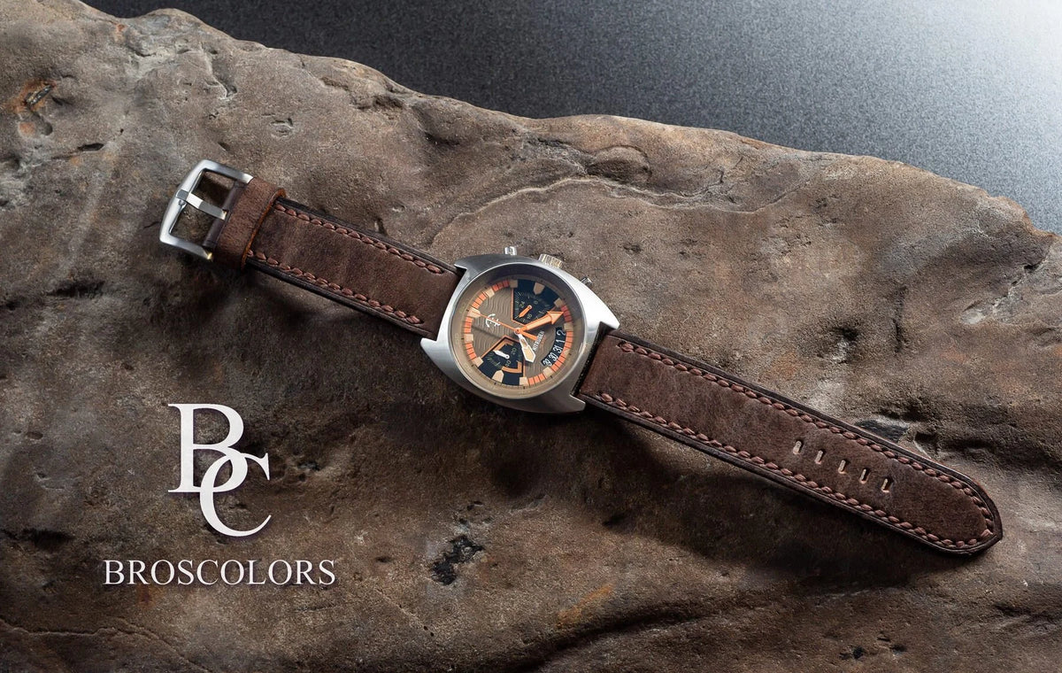 Brown Leather Watch Strap Hand Stitched - Cowboy Adventure