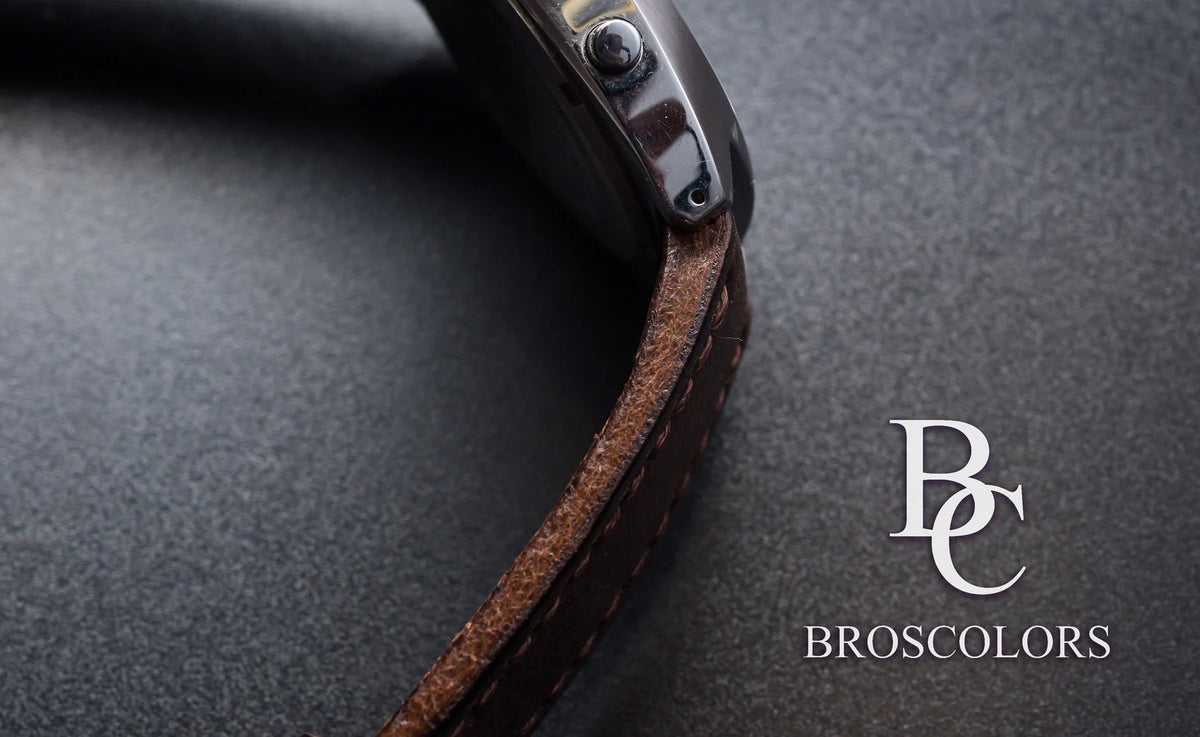 Brown Leather Watch Strap Hand Stitched - Cowboy Adventure