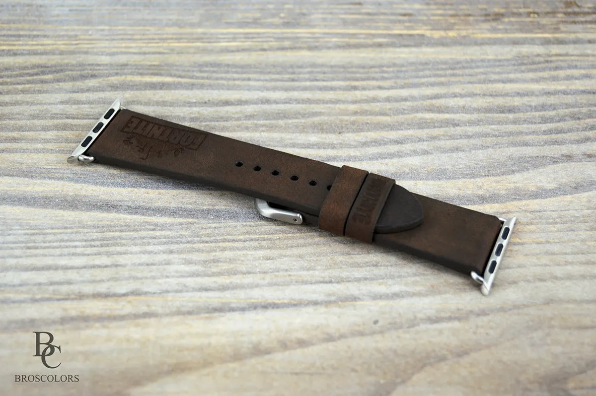 Apple Watch Brown Leather Strap - Custom Engraving - Gamer Special