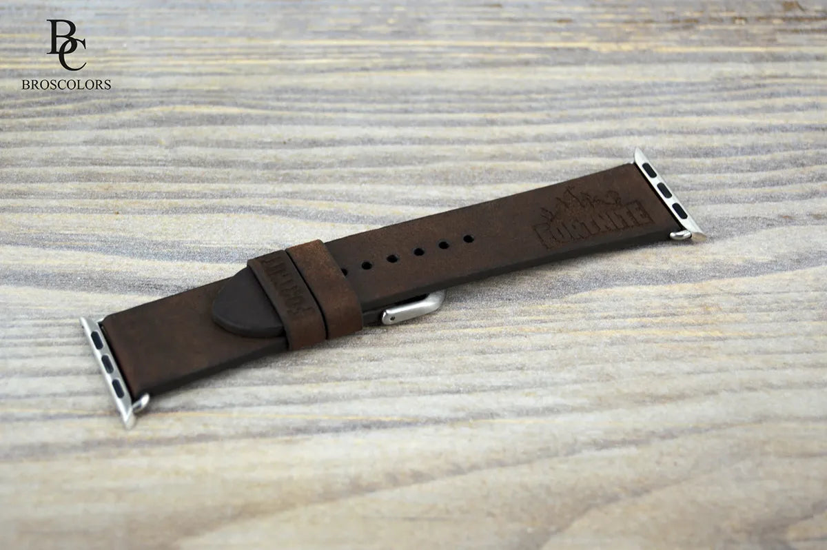 Apple Watch Brown Leather Strap - Custom Engraving - Gamer Special