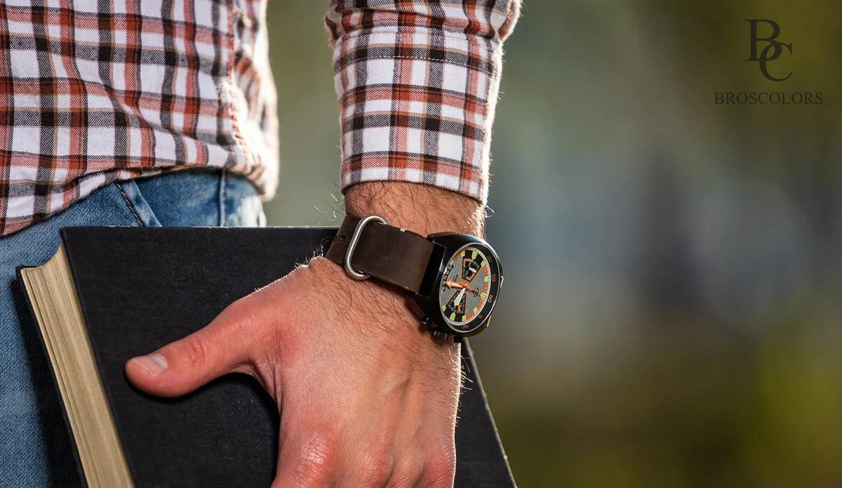 Brown Crazy Horse Leather Military Watch Strap