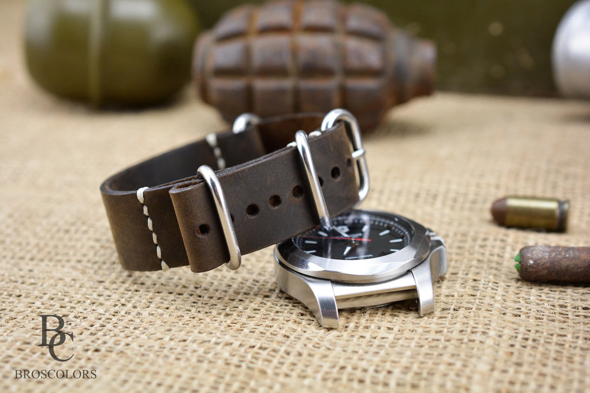 military watch straps in army design and style, crazy horse army strap, zulu straps