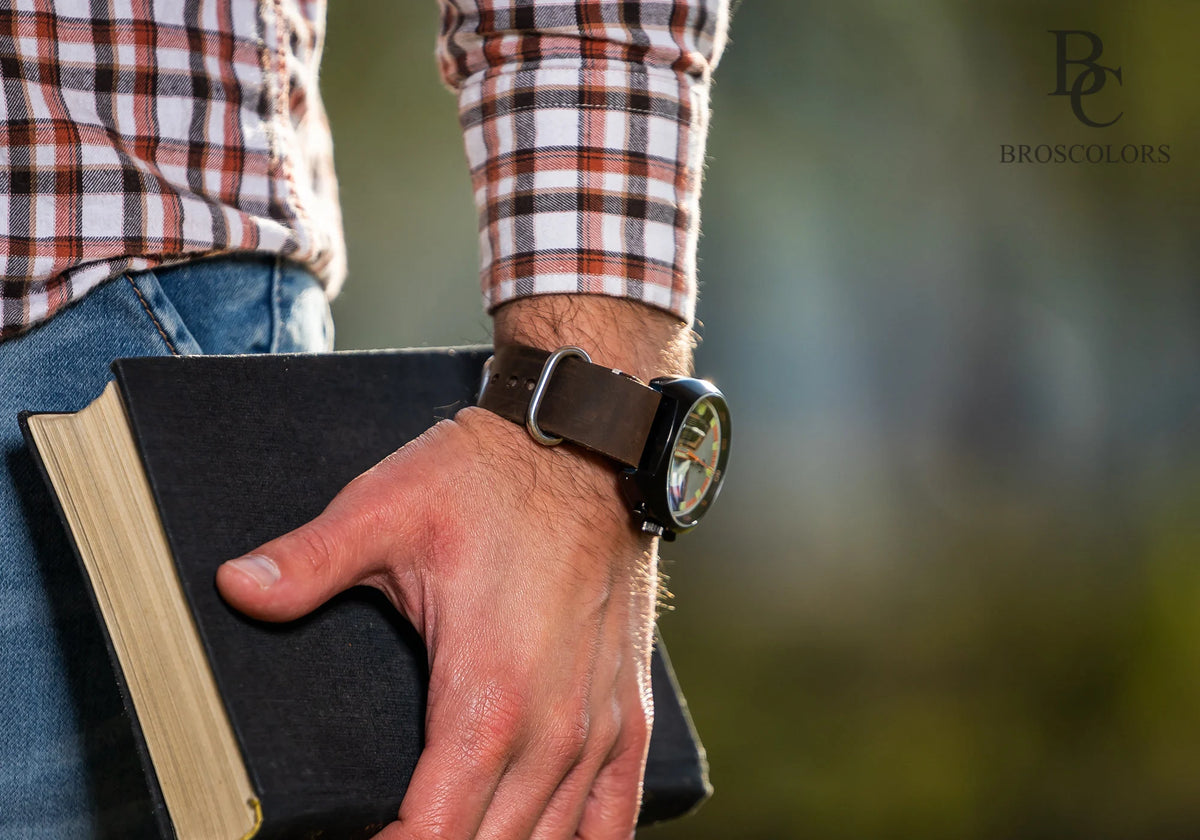 Brown Crazy Horse Leather Military Watch Strap