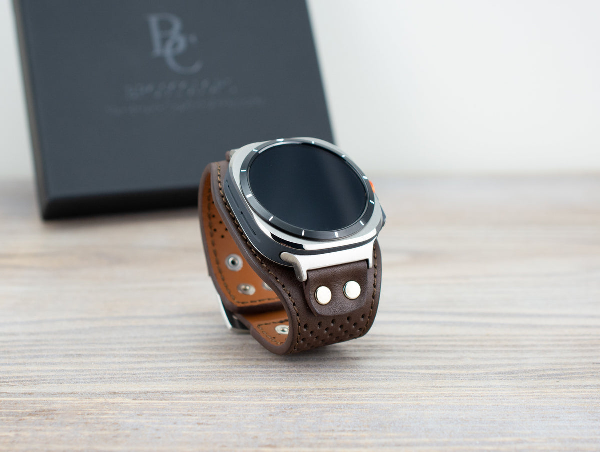 Brown Leather Cuff Band for Samsung Galaxy Ultra 47mm / Galaxy 8 Classic