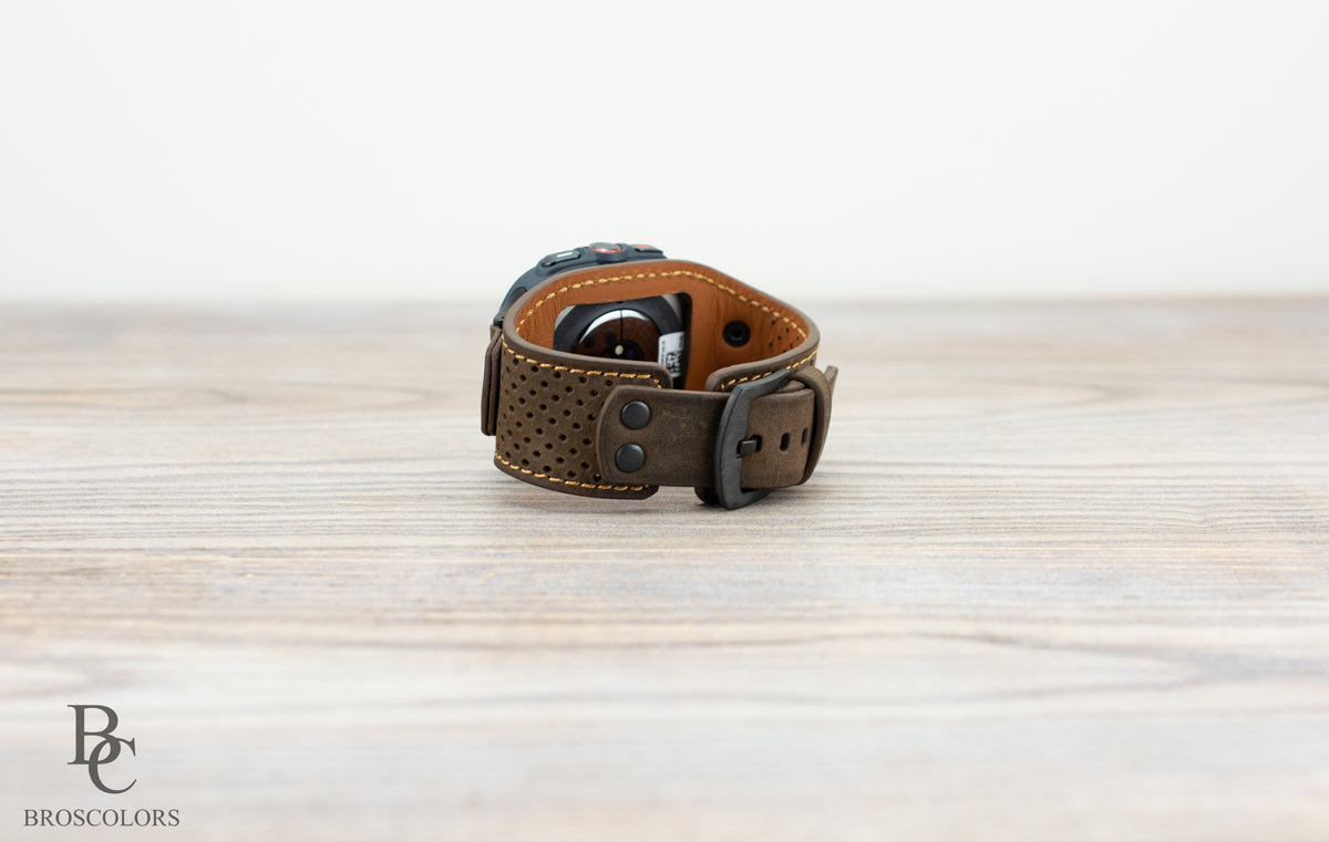 Brown Leather Cuff Band for Samsung Galaxy Ultra 47mm / Galaxy 8 Classic