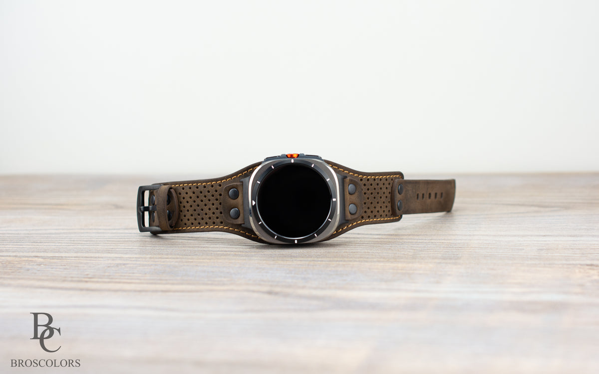 Brown Leather Cuff Band for Samsung Galaxy Ultra 47mm / Galaxy 8 Classic