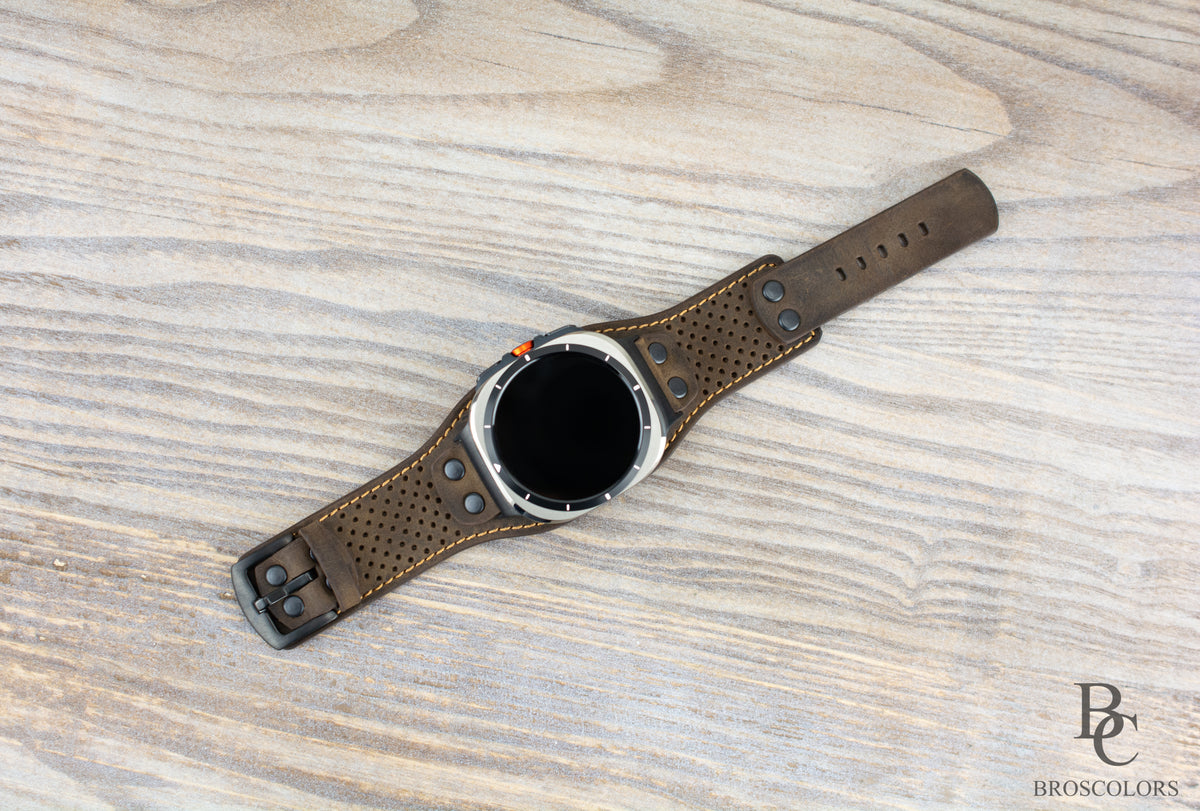 Brown Leather Cuff Band for Samsung Galaxy Ultra 47mm / Galaxy 8 Classic