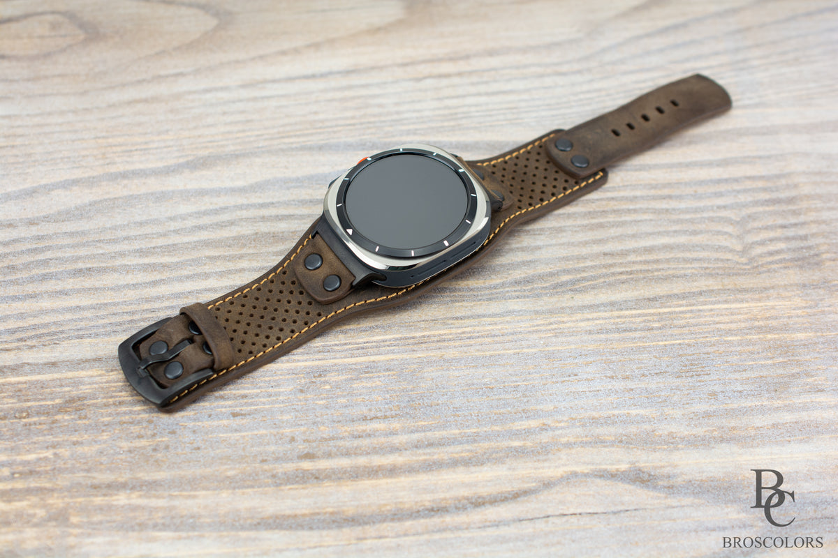 Brown Leather Cuff Band for Samsung Galaxy Ultra 47mm / Galaxy 8 Classic