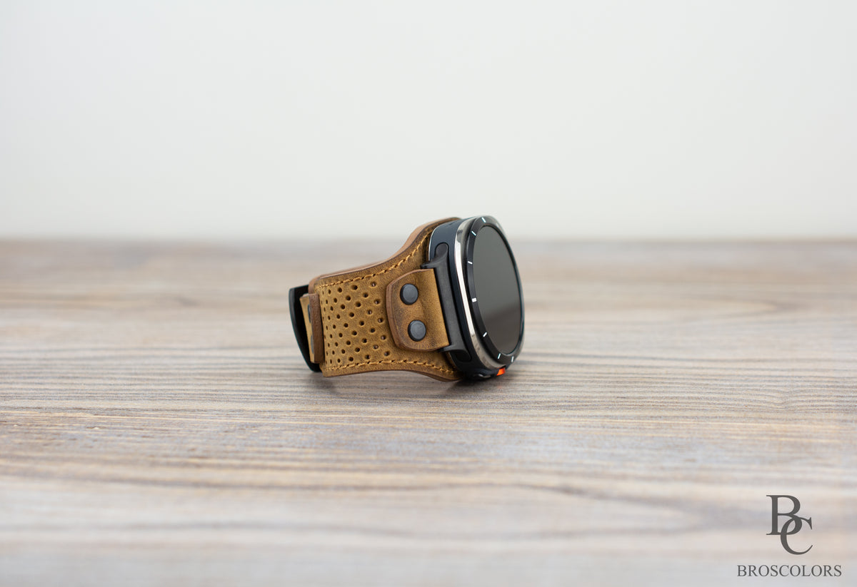 Brown Leather Cuff Band for Samsung Galaxy Ultra 47mm / Galaxy 8 Classic