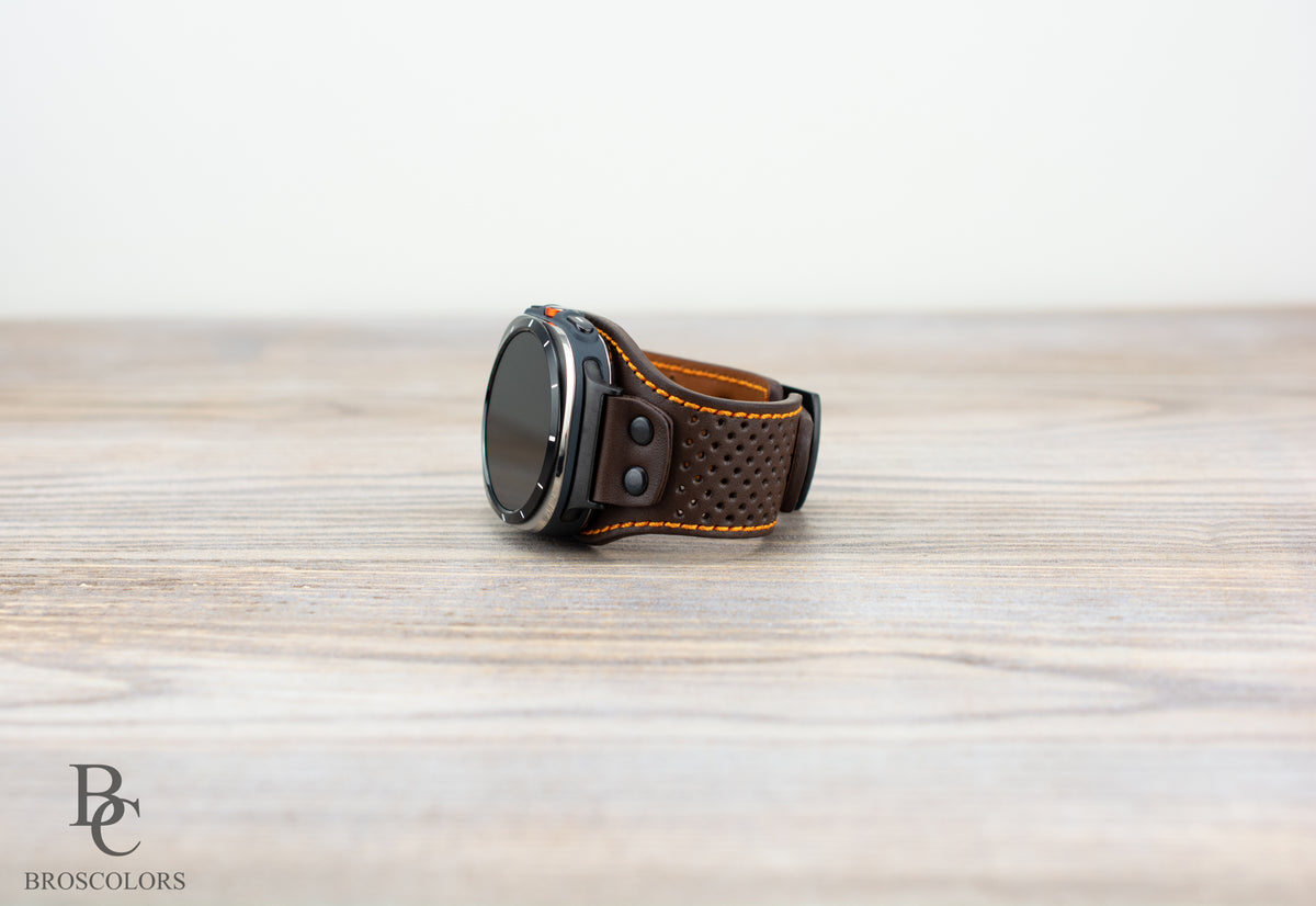 Brown Leather Cuff Band for Samsung Galaxy Ultra 47mm / Galaxy 8 Classic