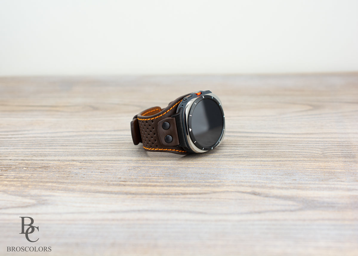 Brown Leather Cuff Band for Samsung Galaxy Ultra 47mm / Galaxy 8 Classic