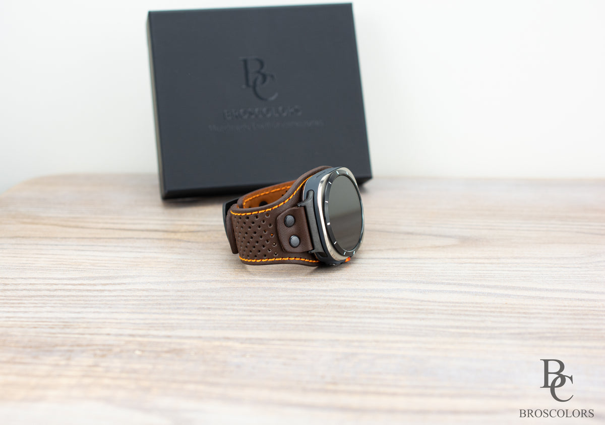Brown Leather Cuff Band for Samsung Galaxy Ultra 47mm / Galaxy 8 Classic