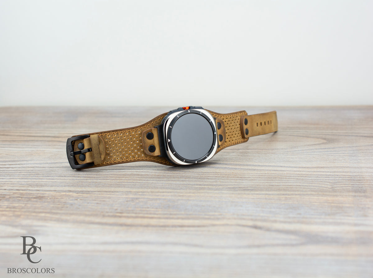 Brown Leather Cuff Band for Samsung Galaxy Ultra 47mm / Galaxy 8 Classic