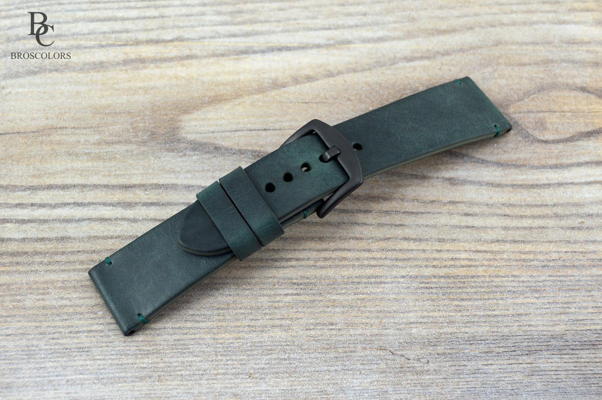 Dark Green Leather Watch Strap