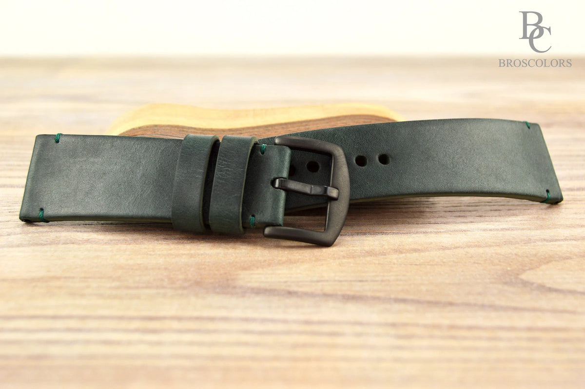 Dark Green Leather Watch Strap