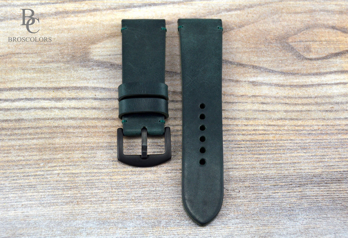 Dark Green Leather Watch Strap