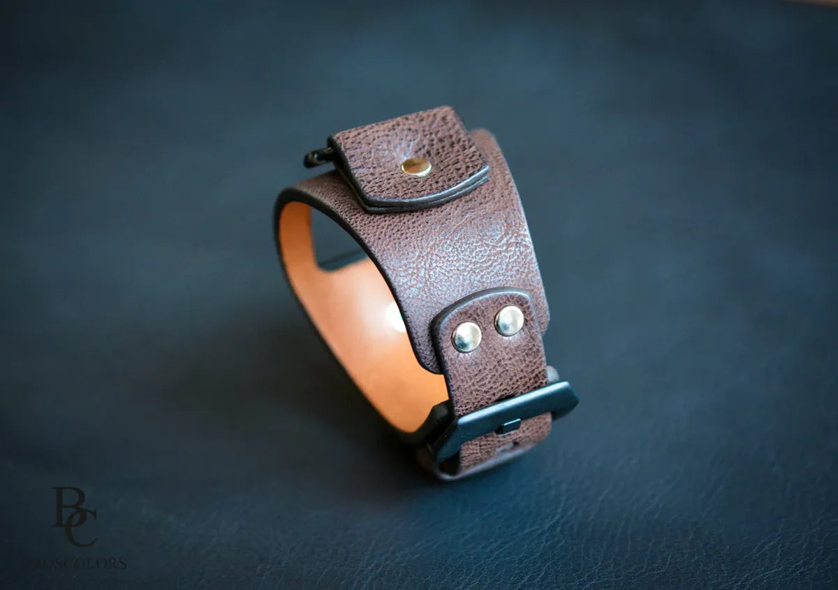 Grain Leather Apple Watch Cuff Band