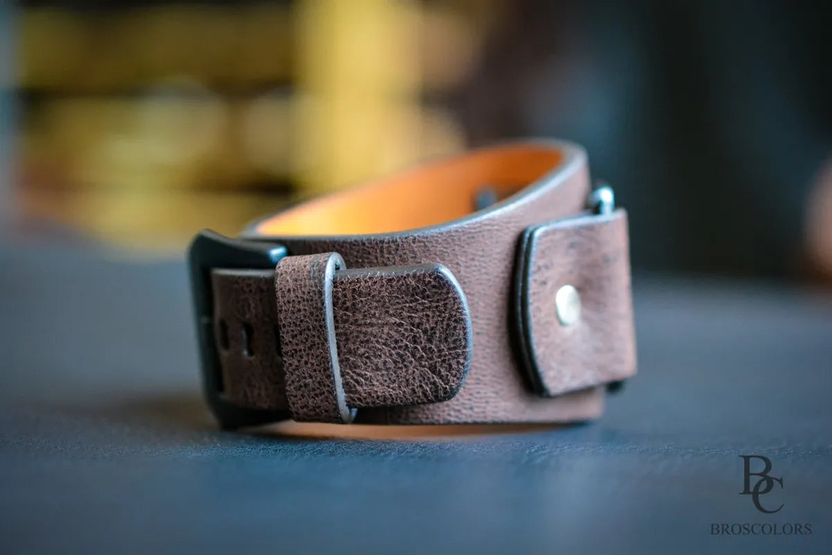 Grain Leather Apple Watch Cuff Band