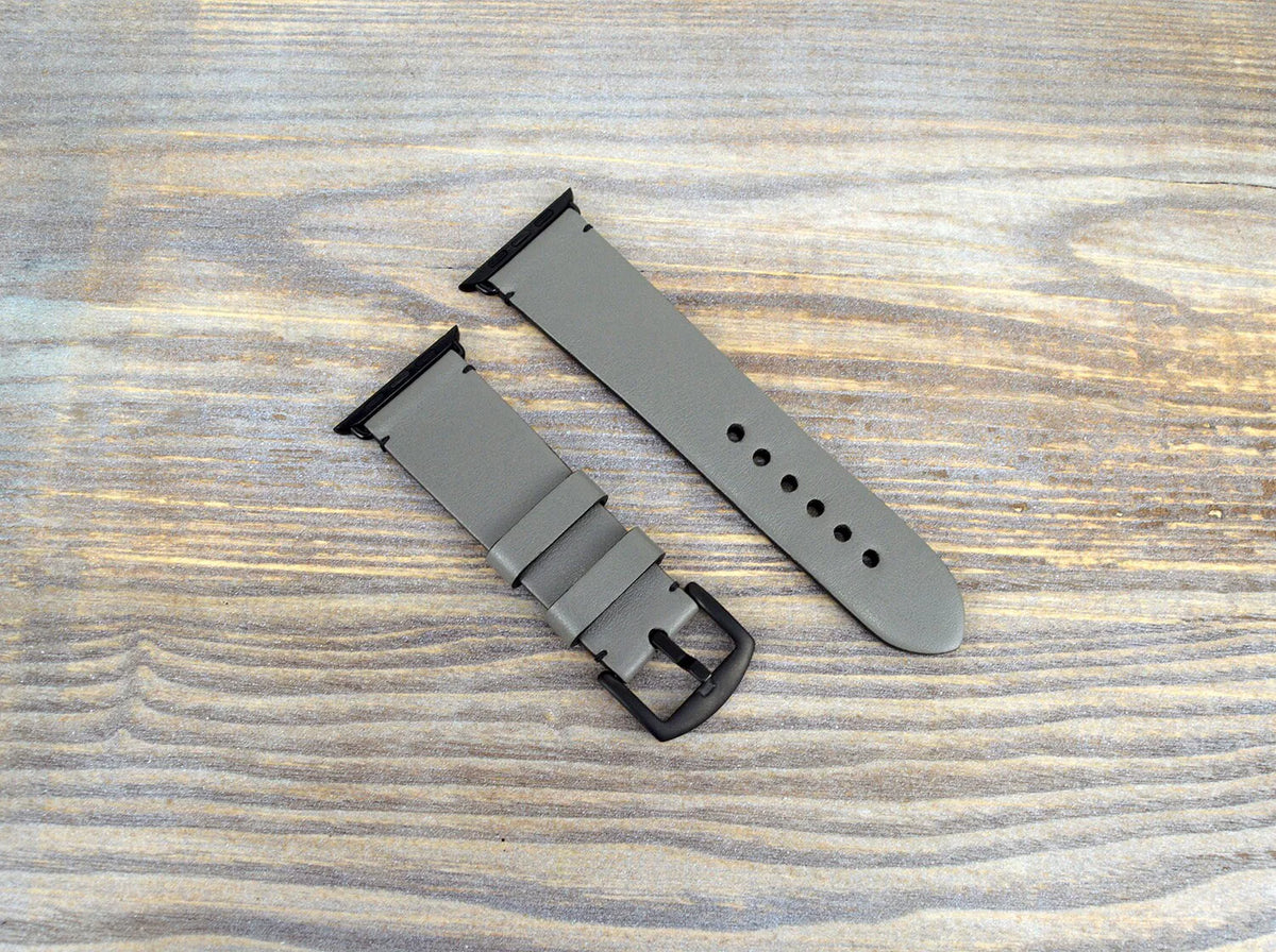 Gray Leather Apple Watch Band - Smart Monochrome