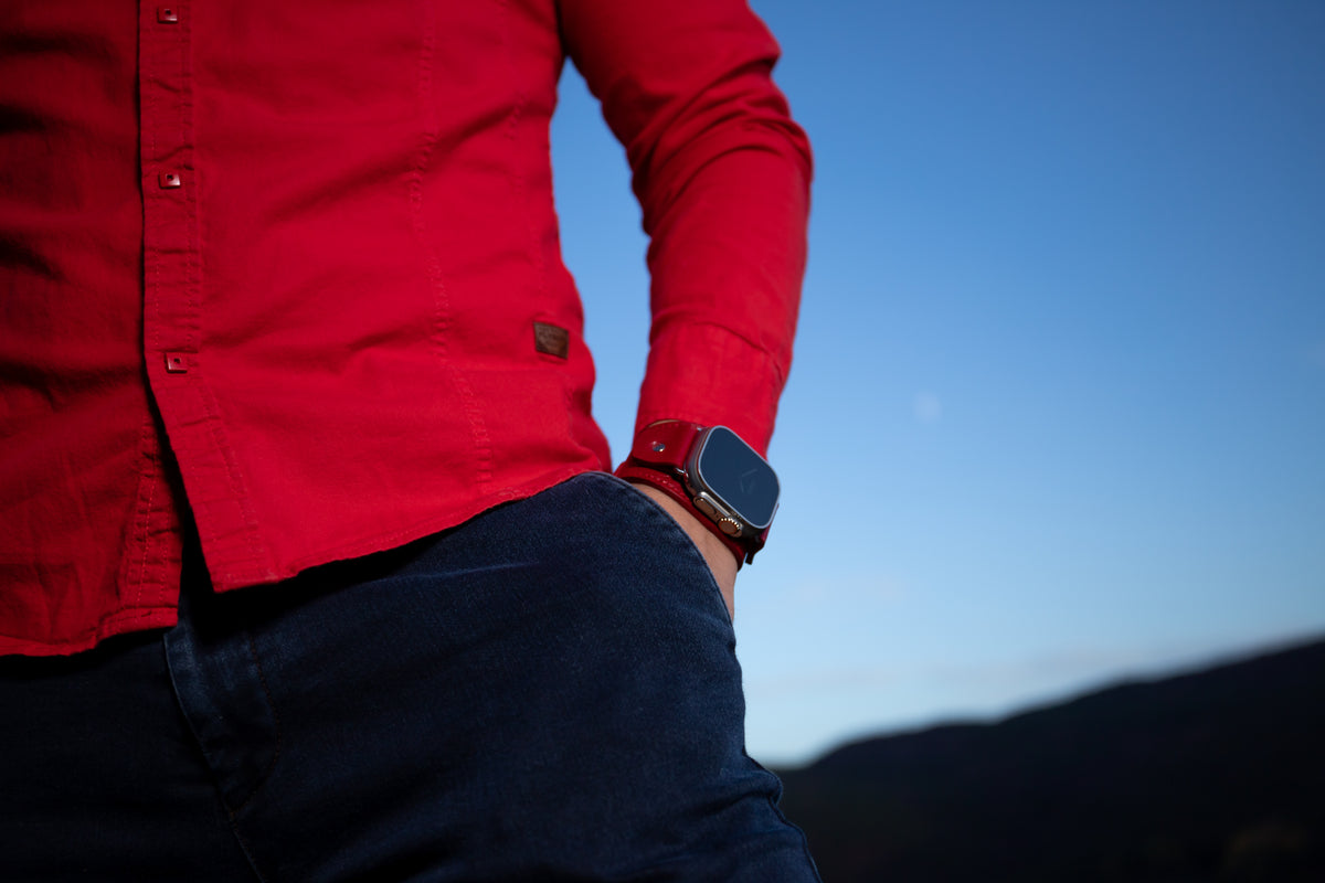 Bordeaux Apple Watch Leather Cuff Band