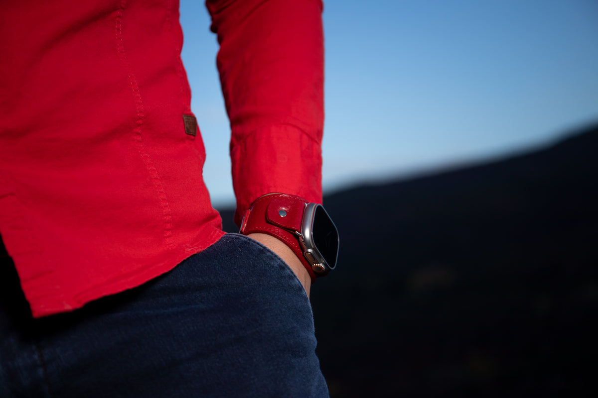 Bordeaux Apple Watch Leather Cuff Band
