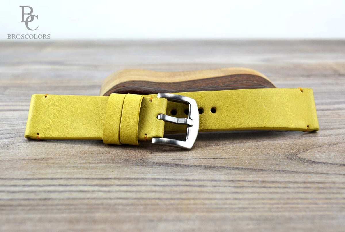 Mustard Yellow Leather Watch Strap