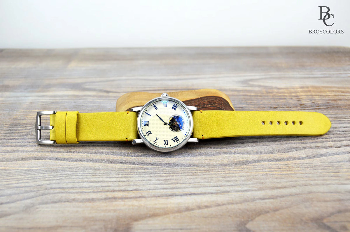 Mustard Yellow Leather Watch Strap
