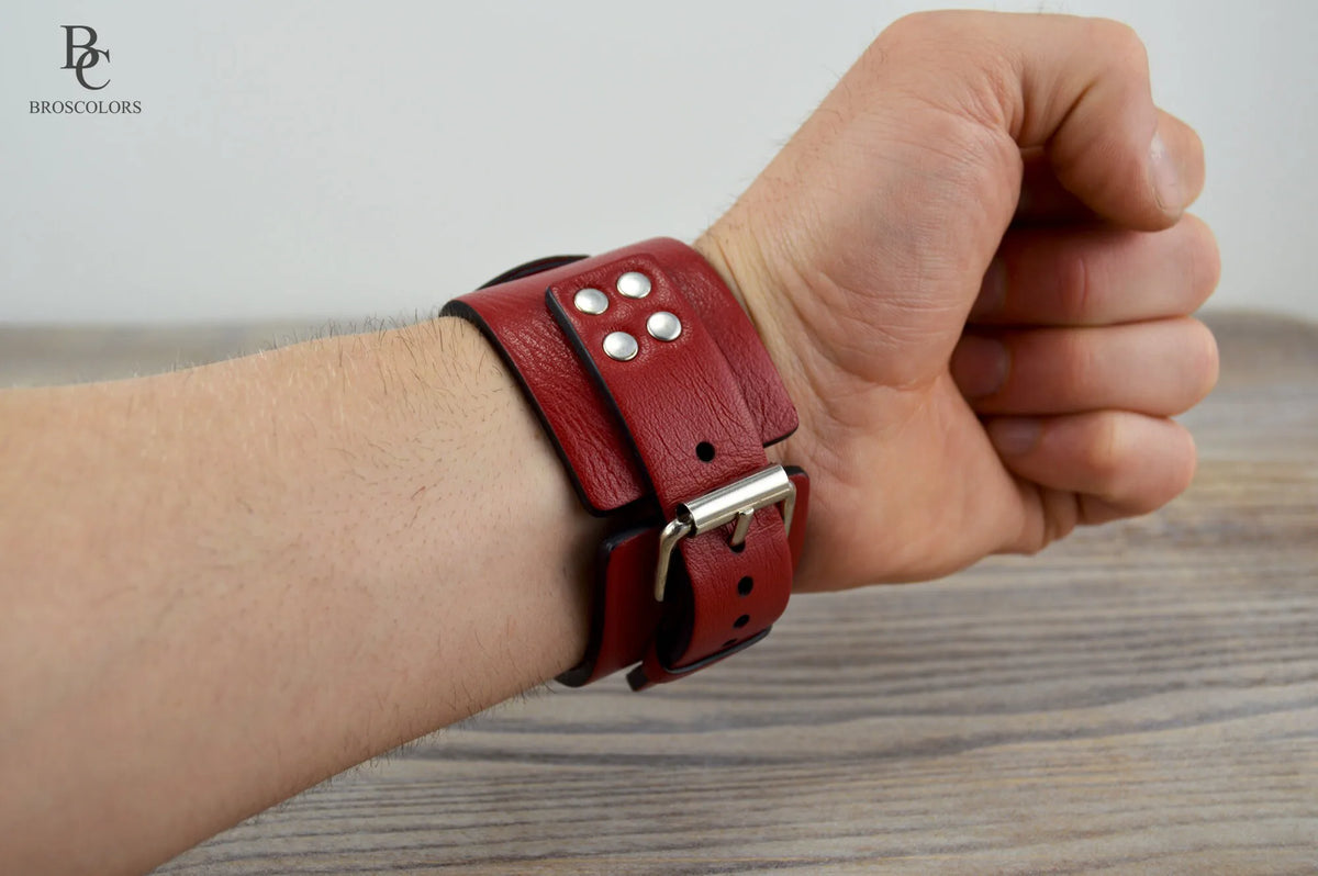 Red Apple Watch Leather Cuff Band