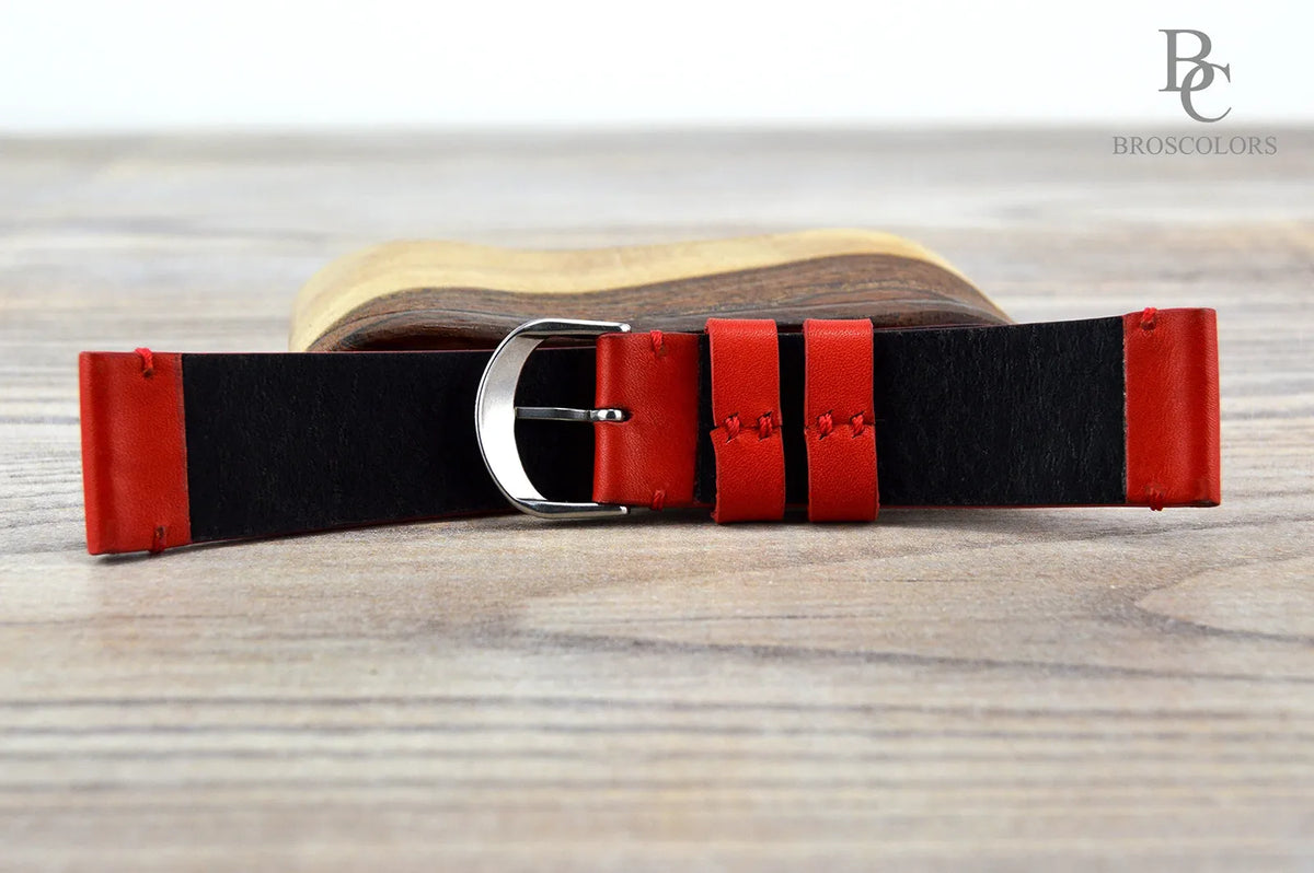 Red Leather Watch Strap - 16 - 24mm