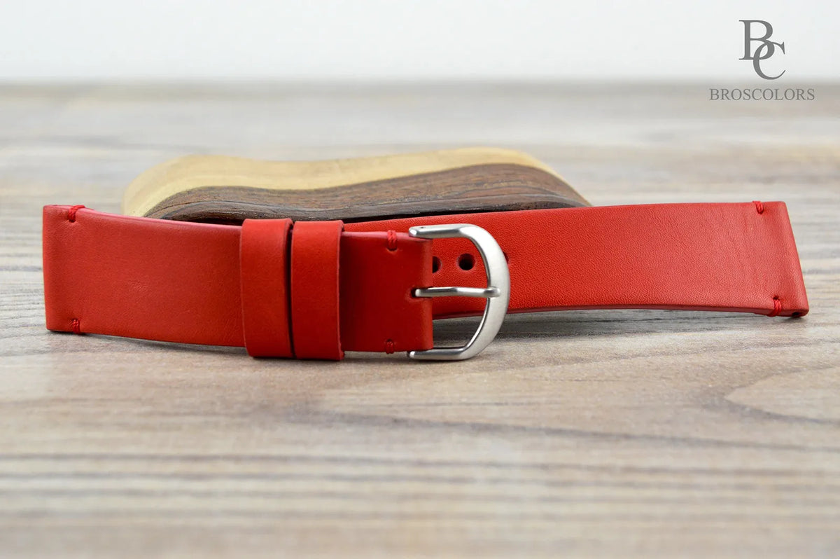 Red Leather Watch Strap - 16 - 24mm