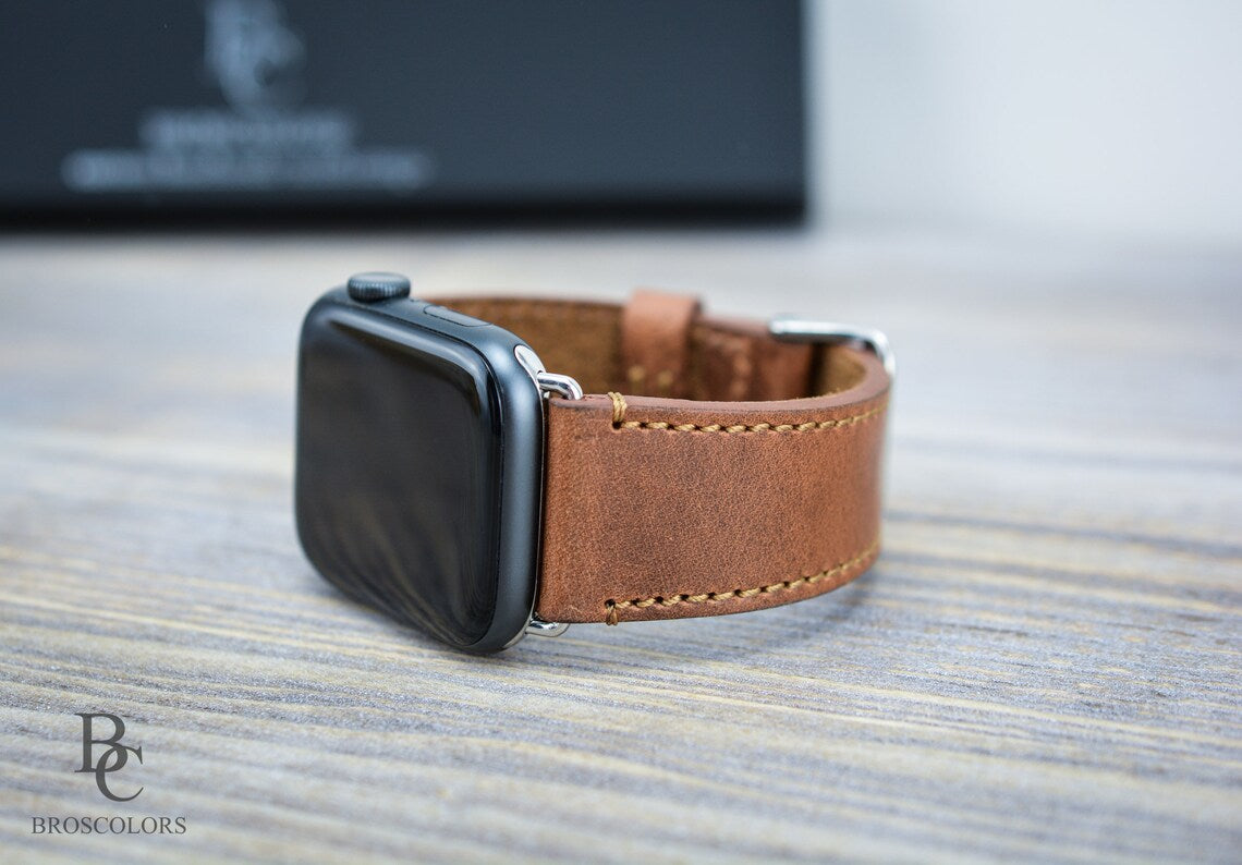 Apple Watch Leather Watch Strap - Cognac Brown