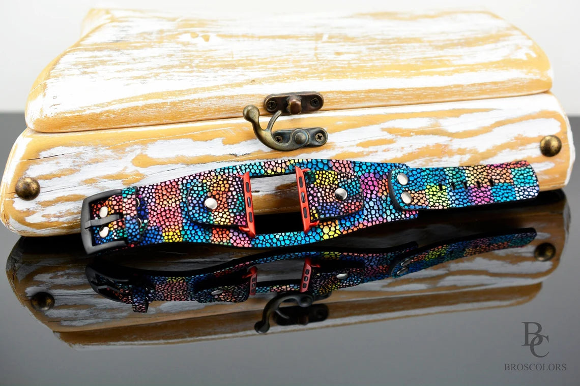 Colorful Leather Apple Watch Band
