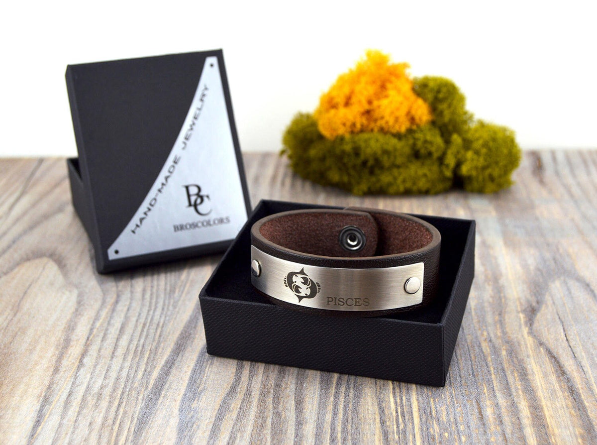 Zodiac Leather Bracelet, Men's Zodiac bracelet, Women's zodiac bracelets