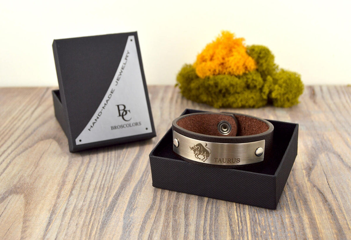 Zodiac Leather Bracelet, Men's Zodiac bracelet, Women's zodiac bracelets