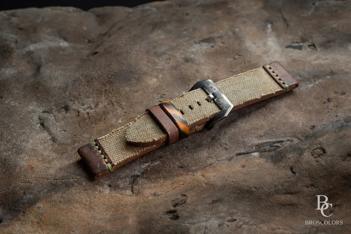 Army Green Canvas/Leather Strap - Military Color