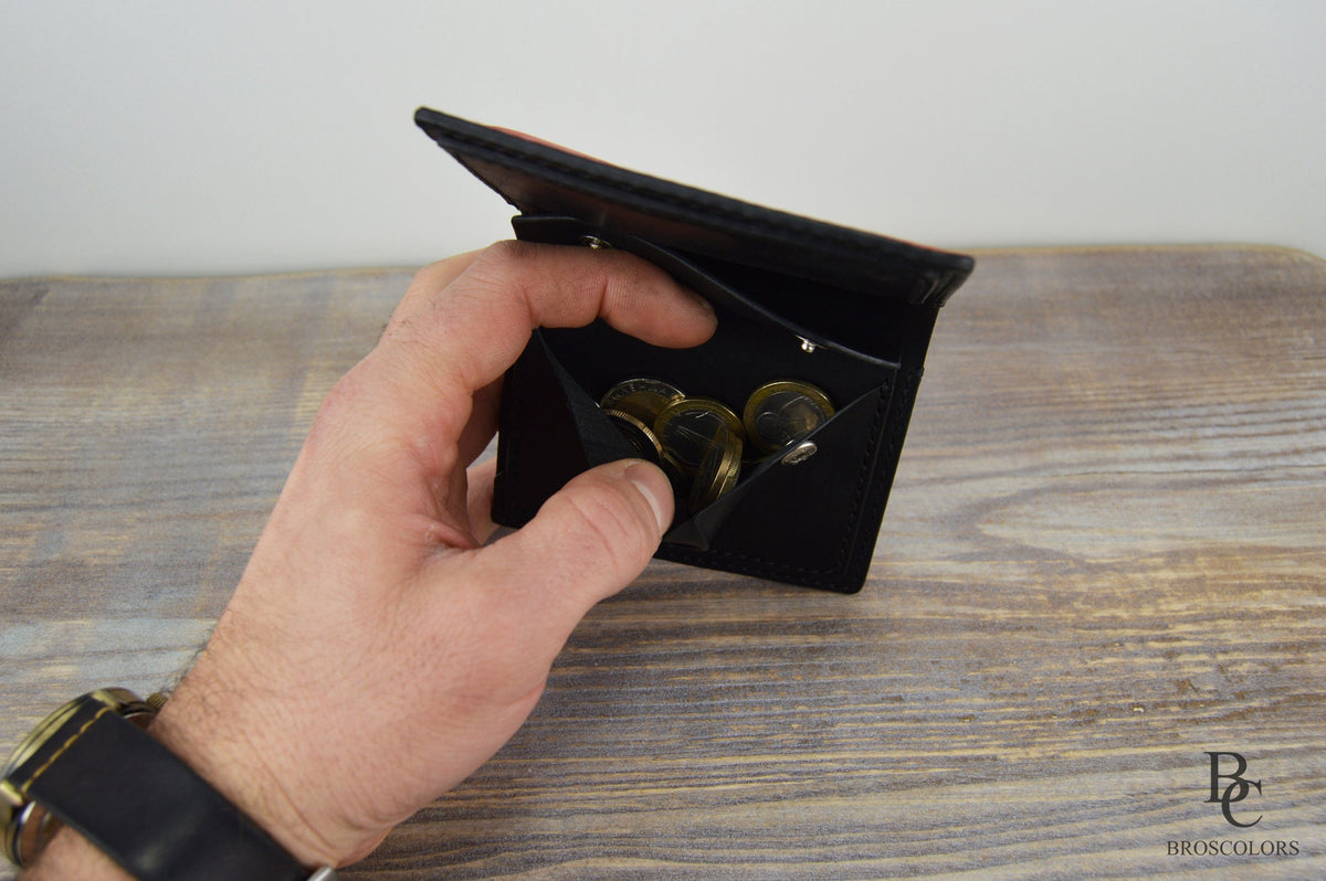 Minimalist Leather Wallet, Red Leather Wallet, Customized Leather Wallet, Mens Wallet, Unisex wallet, Hand-Stitched Wallet, Hand Made Wallet