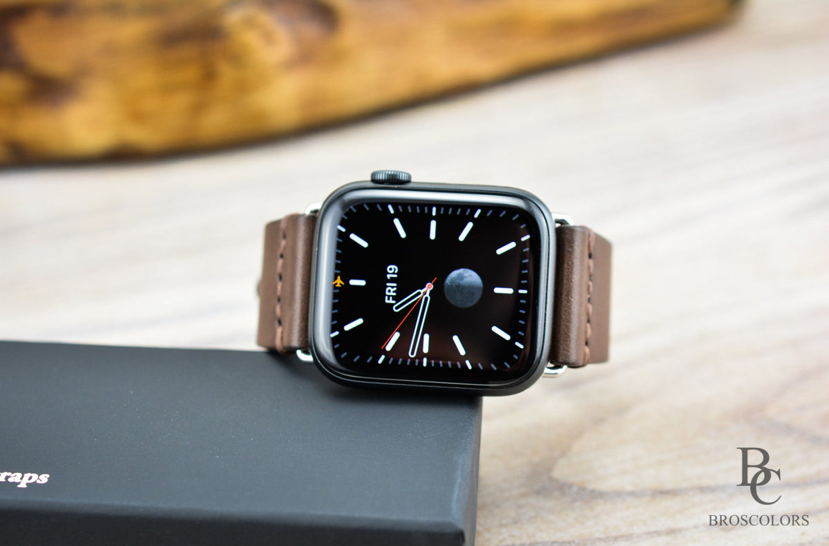Apple Leather Watch Strap - Chocolate Brown