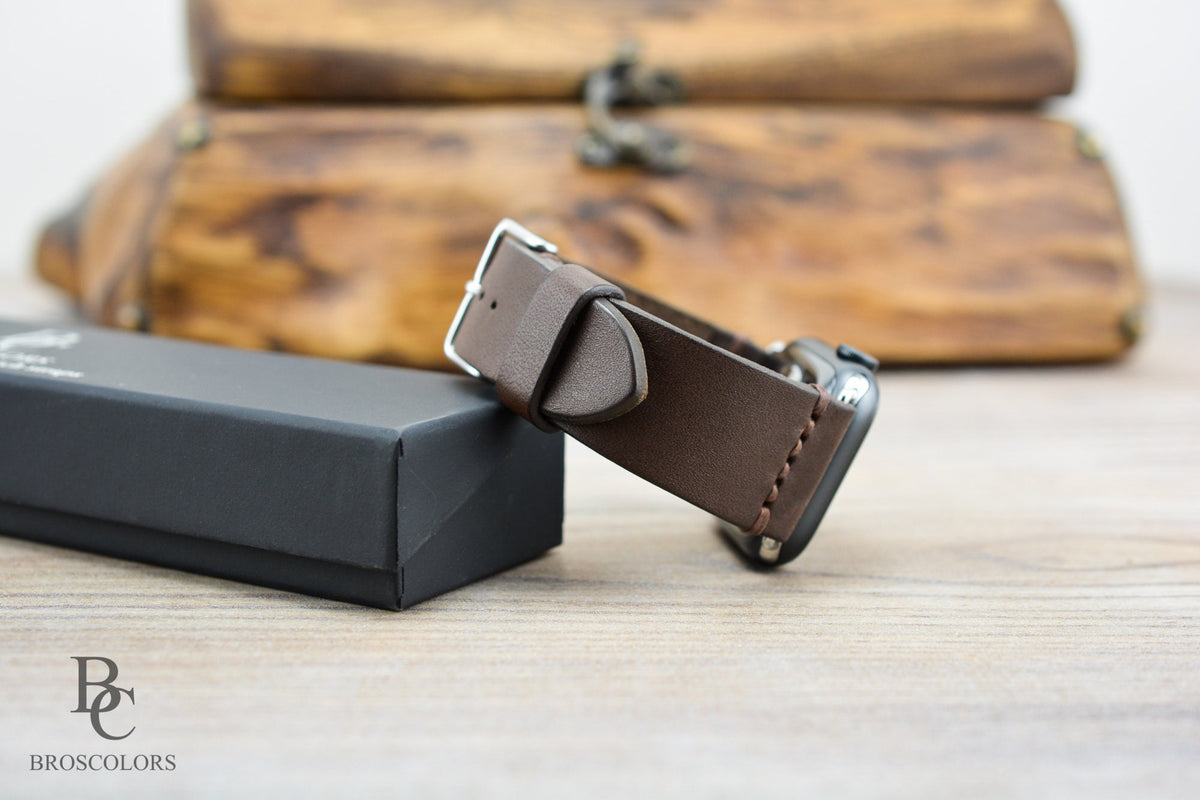 Apple Leather Watch Strap - Chocolate Brown
