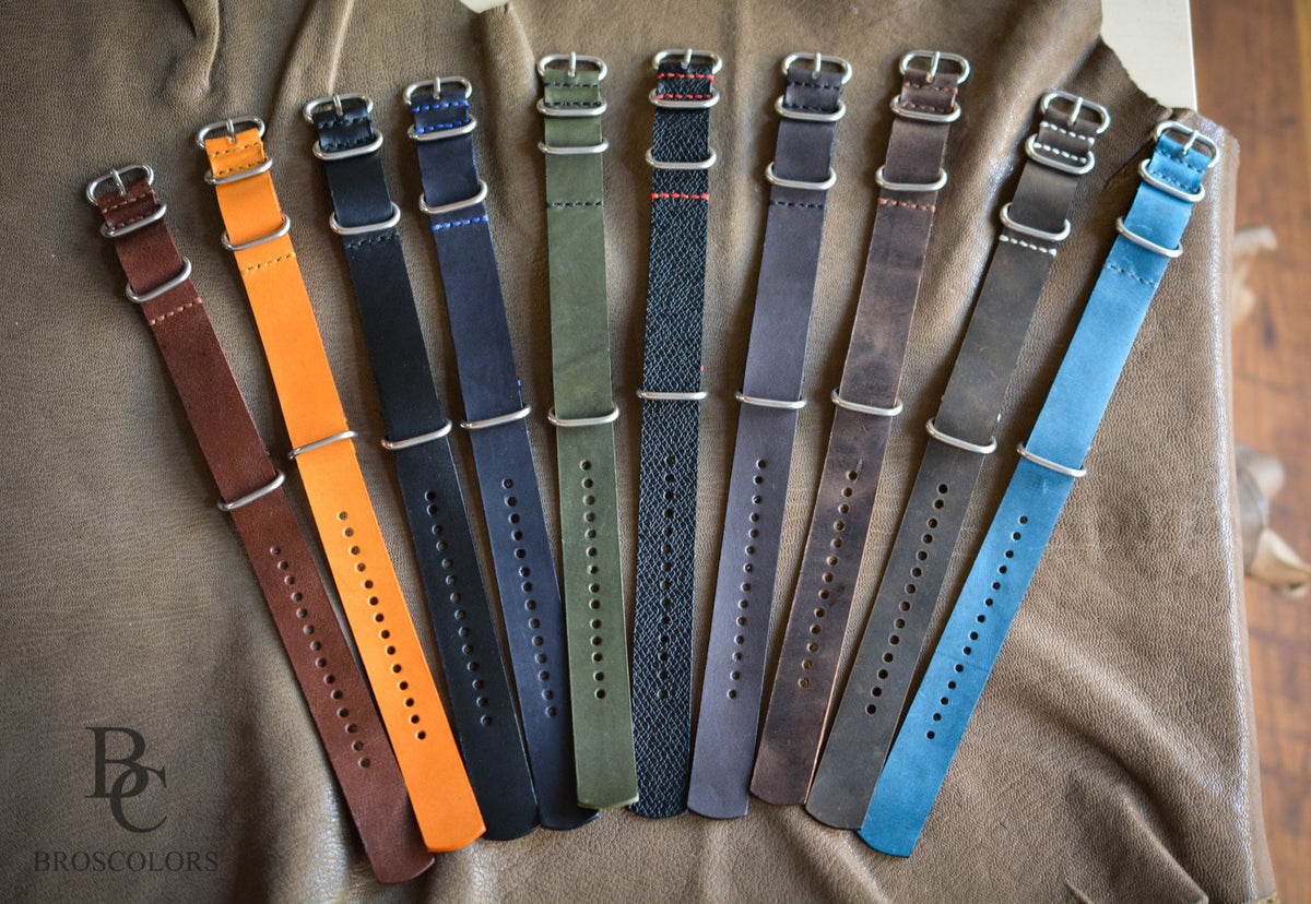 Orange Color Military Leather Watch Strap