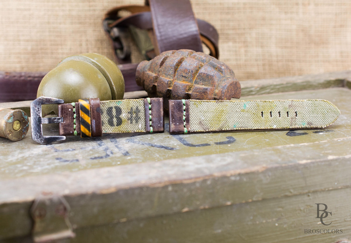 Army Green Canvas Leather Strap